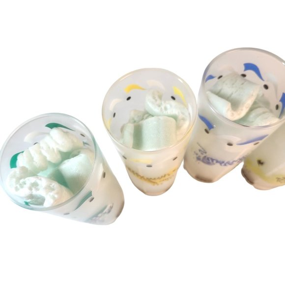 Vintage Libbey Frosted Carousel Cocktail Tom Collins Glasses Tumblers Set of 6 - Picture 12 of 16
